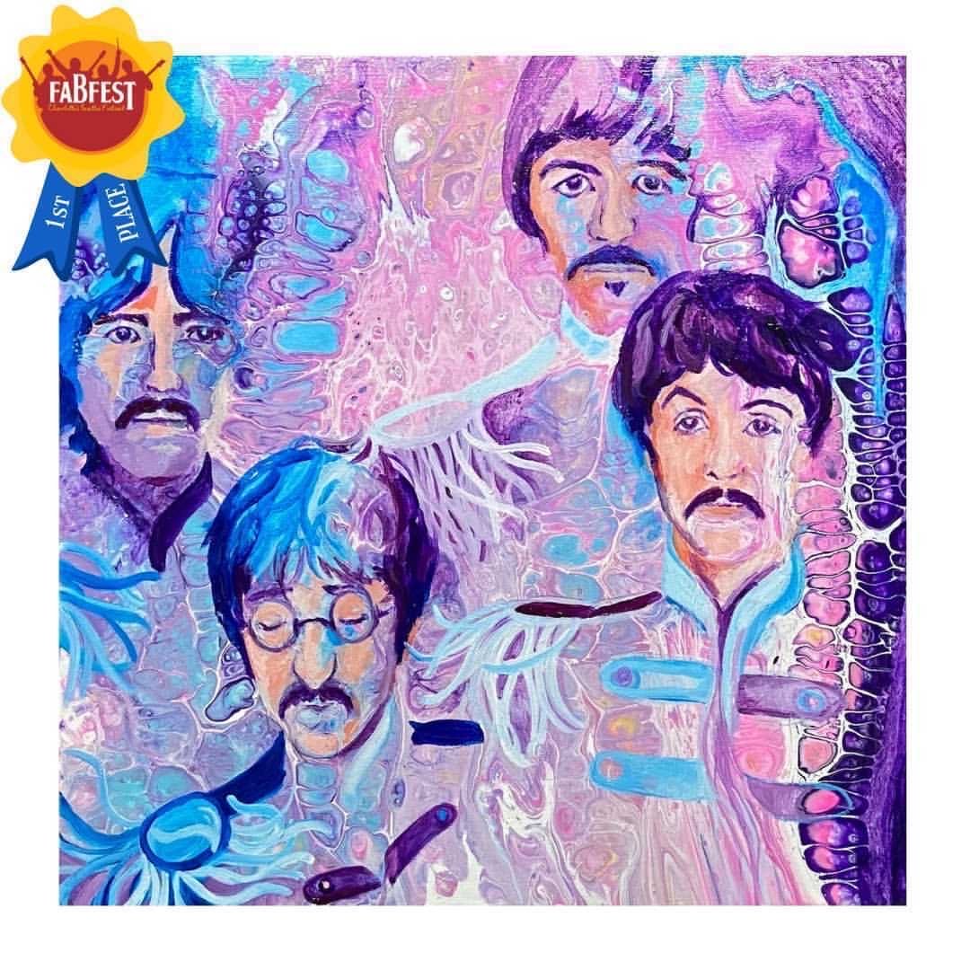 2021 Adult Winner - "The Beatles" (Acrylic Pour on Canvas) by Angela Lubinecky 